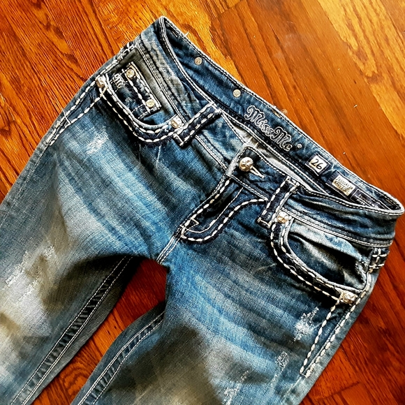 Miss Me Jeans Easy Boot Cut Flap Pocket Size 26 - Picture 6 of 12
